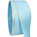 AEVORA 1 Inch Grosgrain Ribbon with Golden Weft Edges, 20 Yards Fabric Ribbon for Crafts Gift Wrapping Wedding Decor Hair Bows Party Favor Flower Arrangement Wreaths (Blue 308)