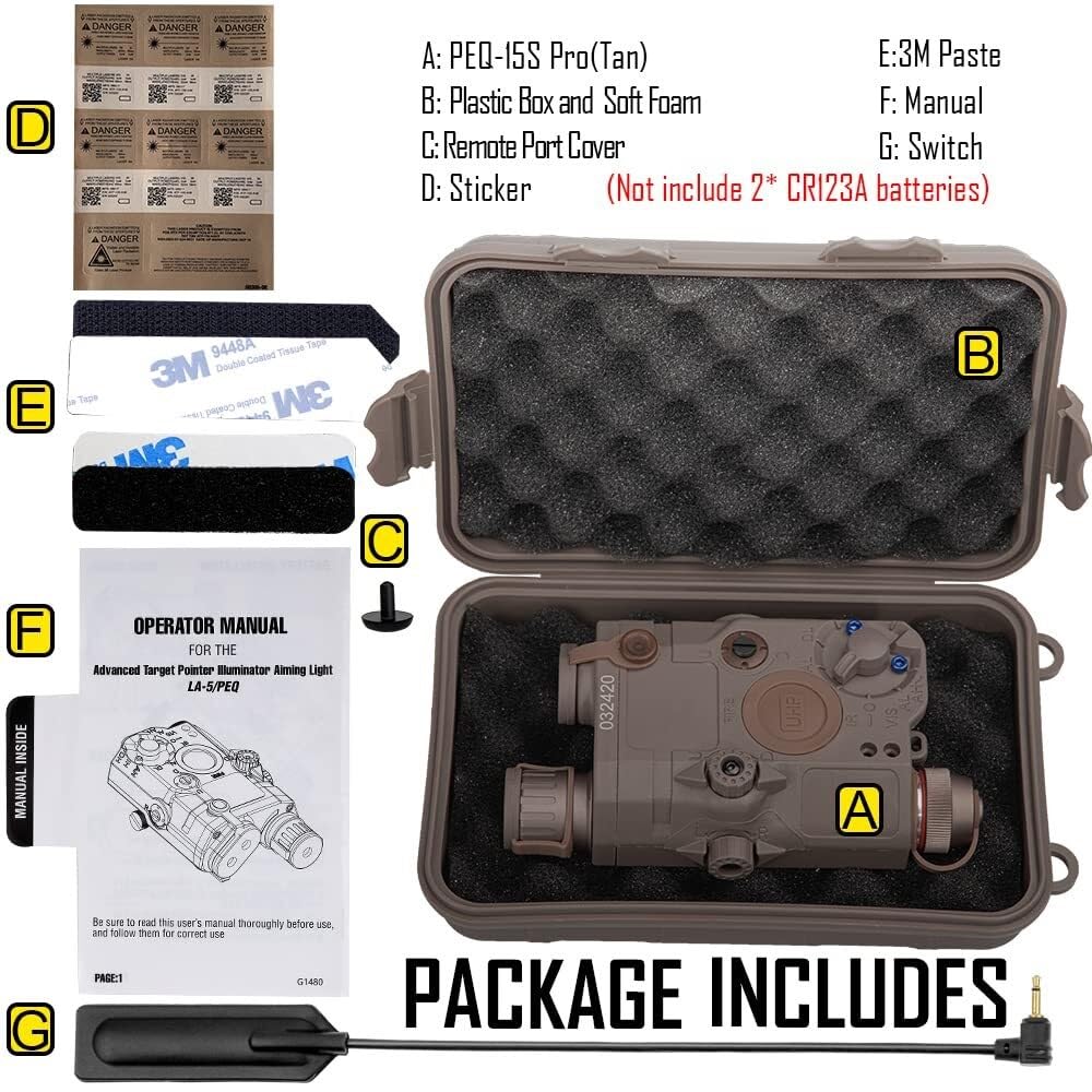Airsoft PEQ-15S Pro UHP Visible Blue Laser + IR Laser + White LED Flashlight (Black)