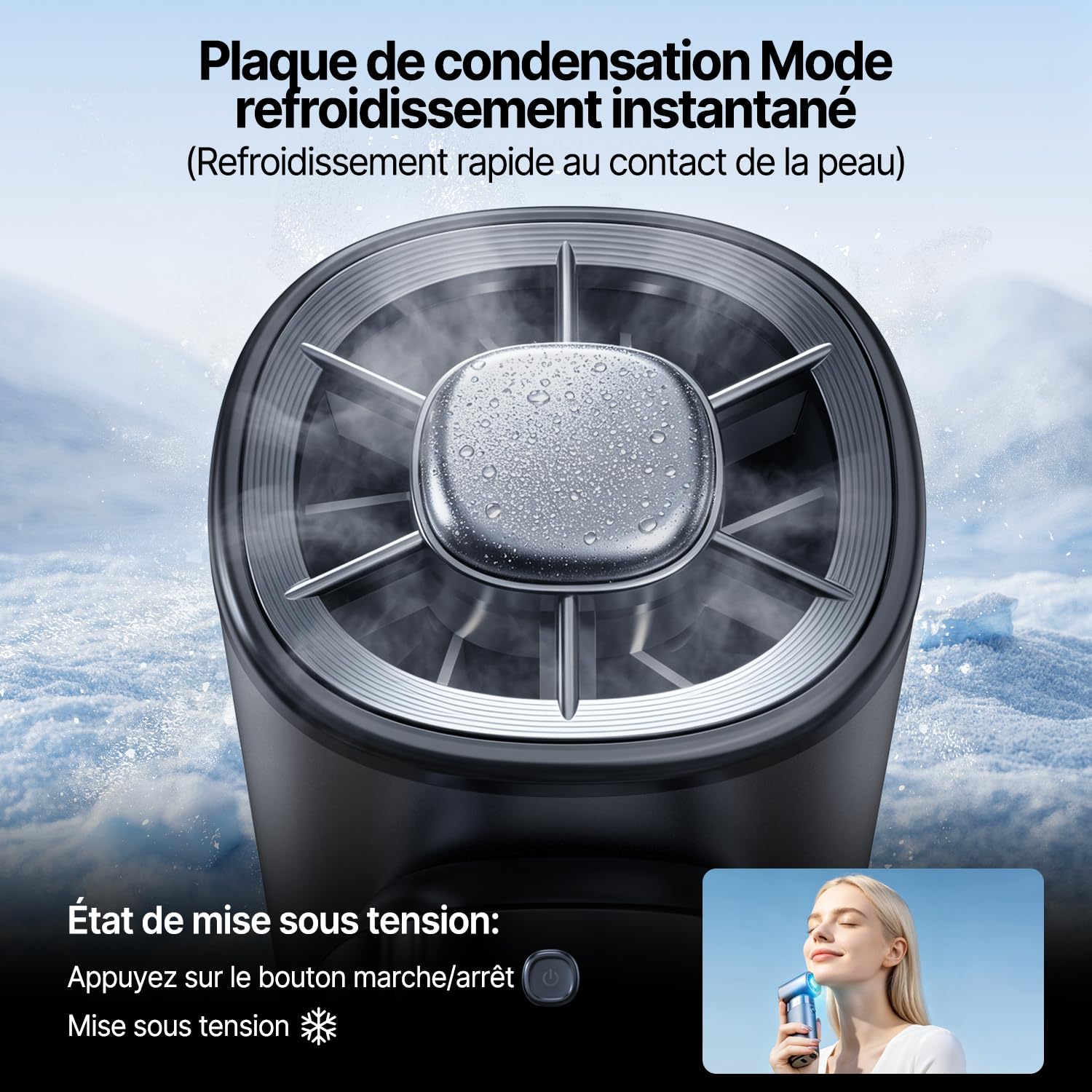 yAyusi Ventilateur Portable Rechargeable,10000mAh Multifonctionnel et Puissant avec Fonction de Refroidissement par Glace,Turbo Rechargeable Puissance Réglables (0 à 100) pour les Voyages/Bureau