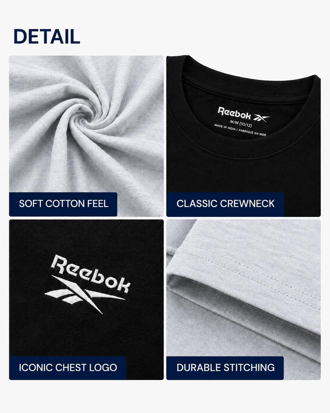 Reebok Boys Athletic Shirts - Short Sleeve Crewneck Boys Shirts 2 Pack