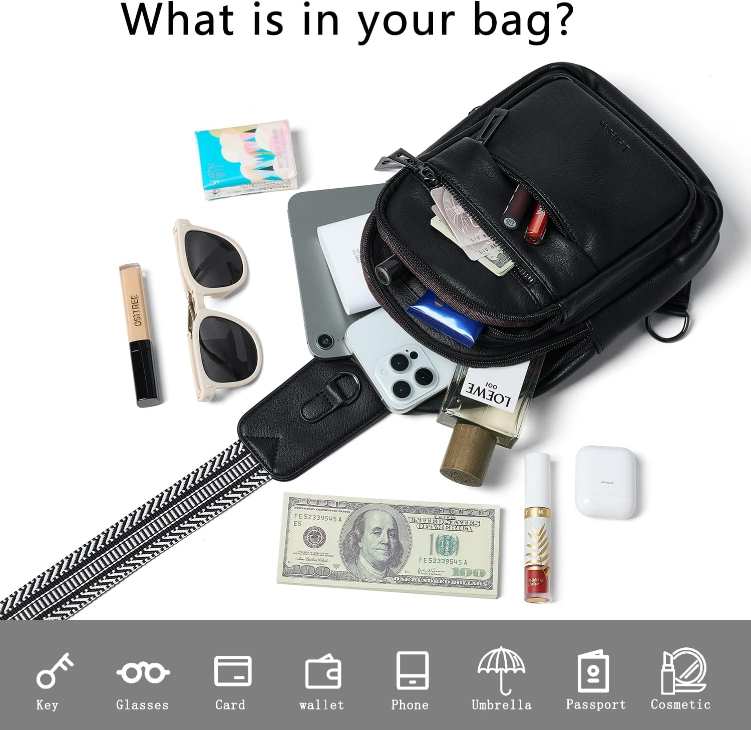 7L Sling Bag for Women Crossbody Bag Sling Purse Fanny Packs Vegan Leather Chest Bag Trendy Handbag Travel Anti Theft - Image 7