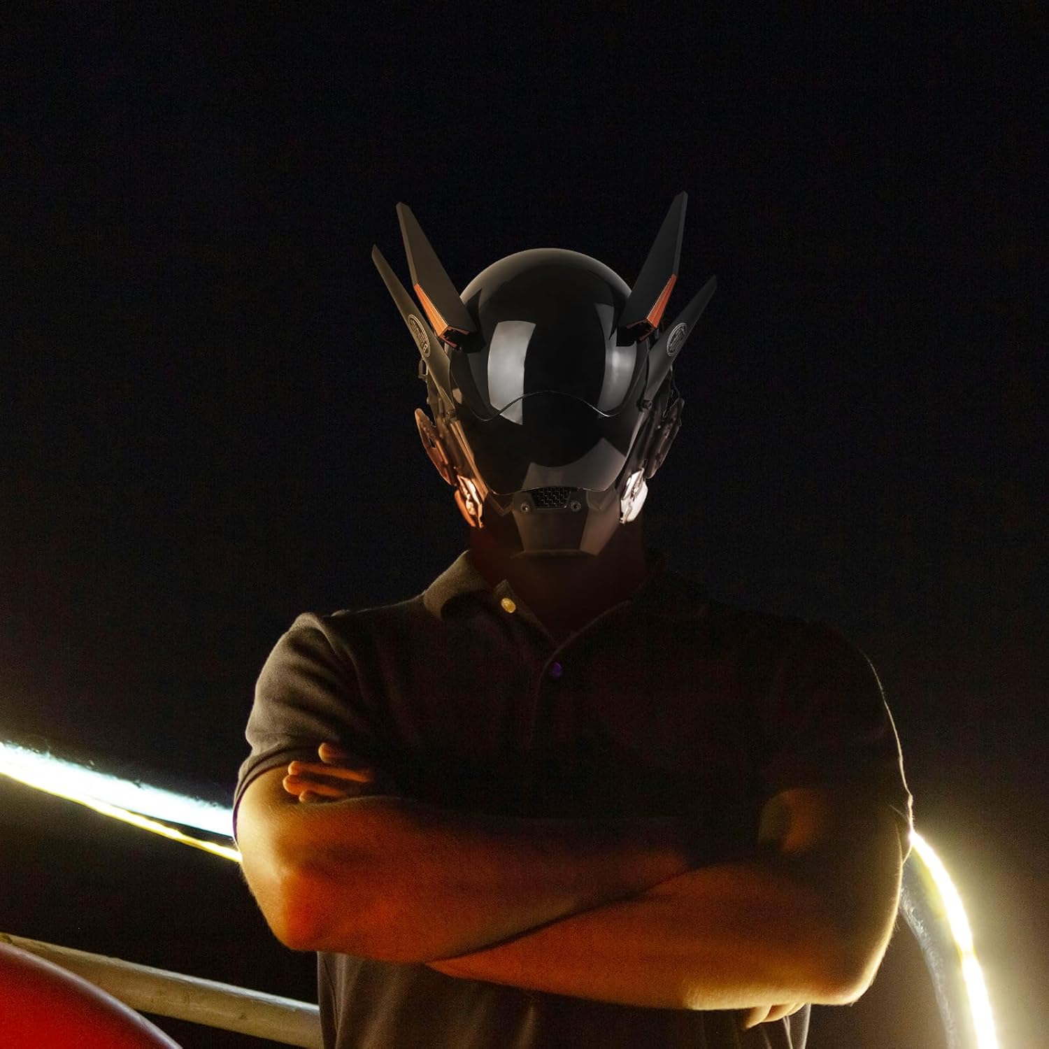 Marikito Punk mask for Men, Futuristic Wing Helmet, Sci-Fi Mask, Cool Cosplay Helmet for Festivals & Parties