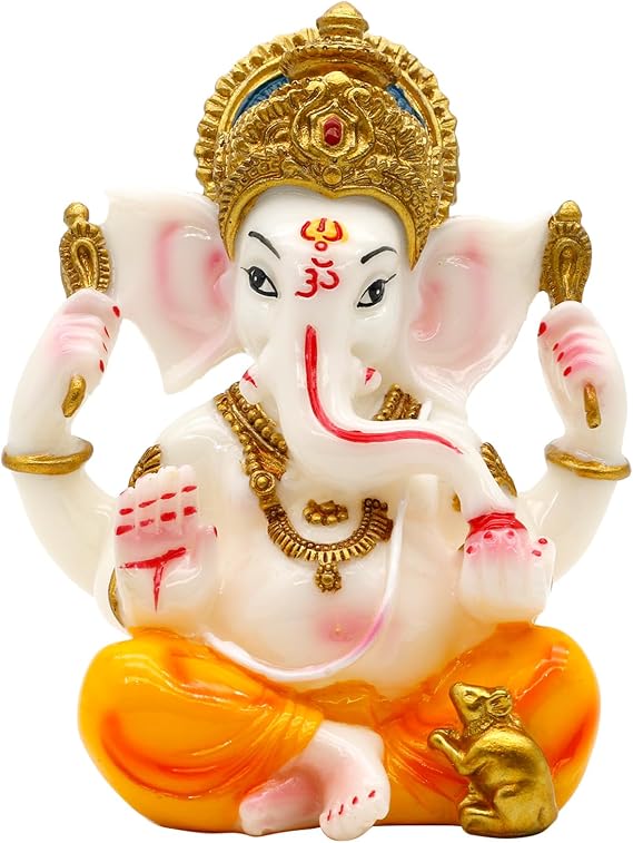 alikiki Hindu Lord Ganesha Idol - India God Ganesh Statue Diwali Gifts Indian Puja Items Home Temple Mandir Pooja Decor Car Decor Indian Wedding Diwali Birthday Gifts Yoga Room Altar Ornament