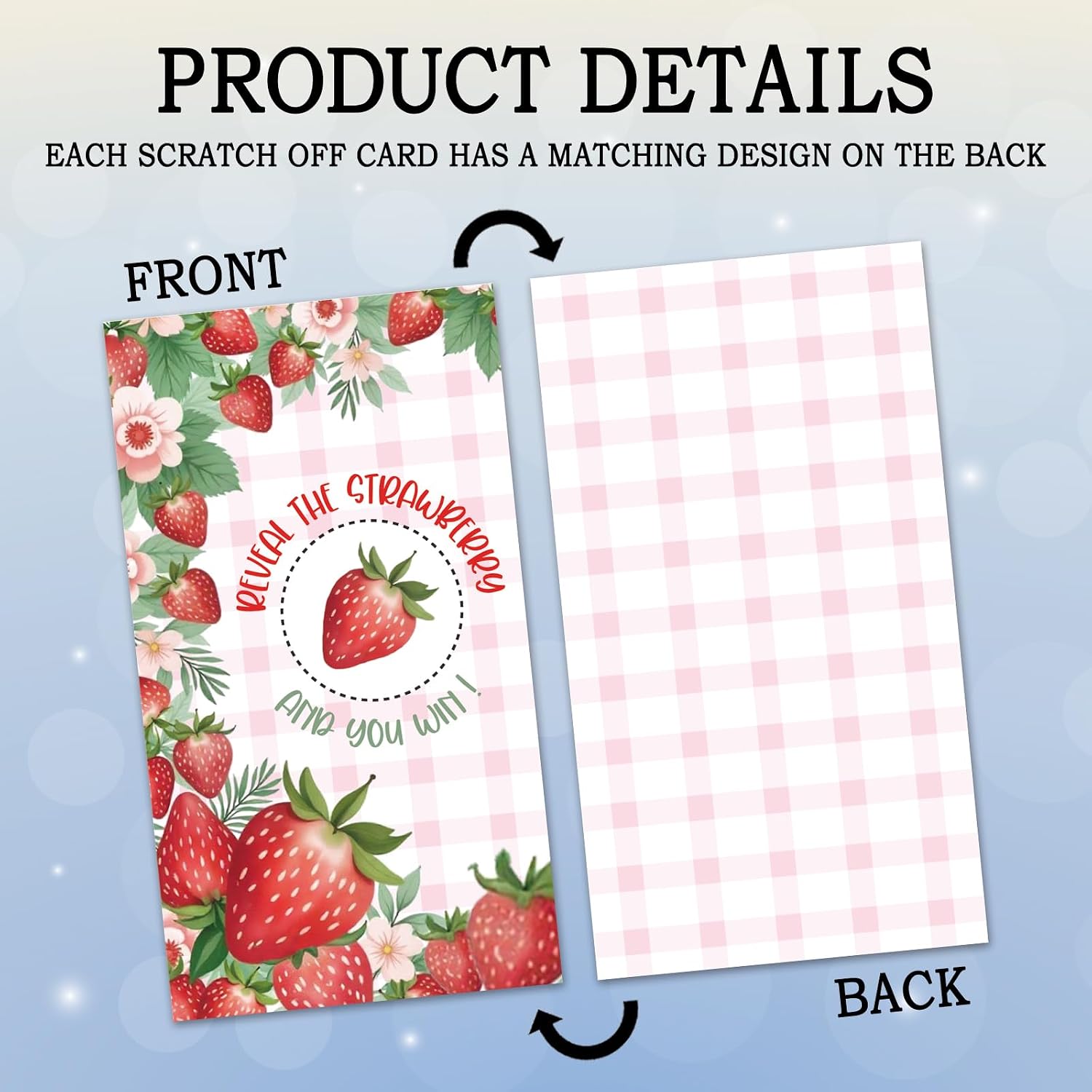 REWIDPARTY 32 Pcs Strawberry Theme Scratch Off Cards, Strawberry Baby Shower Scratch Off Tickets, Pink Fruit Berry Raffle Tickets, Funny Summer Wedding Birthday Party Cards Supplies Decorations