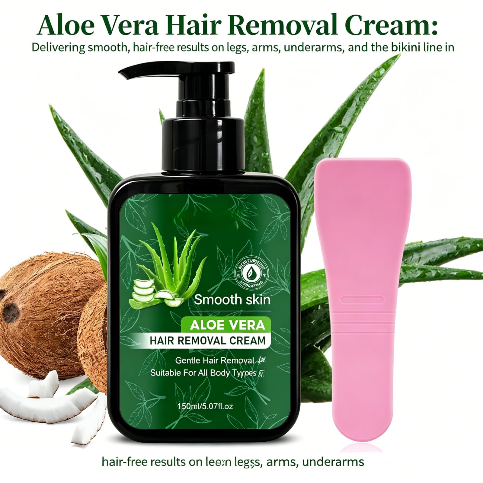 Aloe Vera krem do depilacji włosów, bezbolesne usuwanie włosów, delikatny zestaw do usuwania owłosienia ciała, do każdego rodzaju skóry, zestaw do depilacji ciała, nóg, pach, kobiet i mężczyzn (4 szt