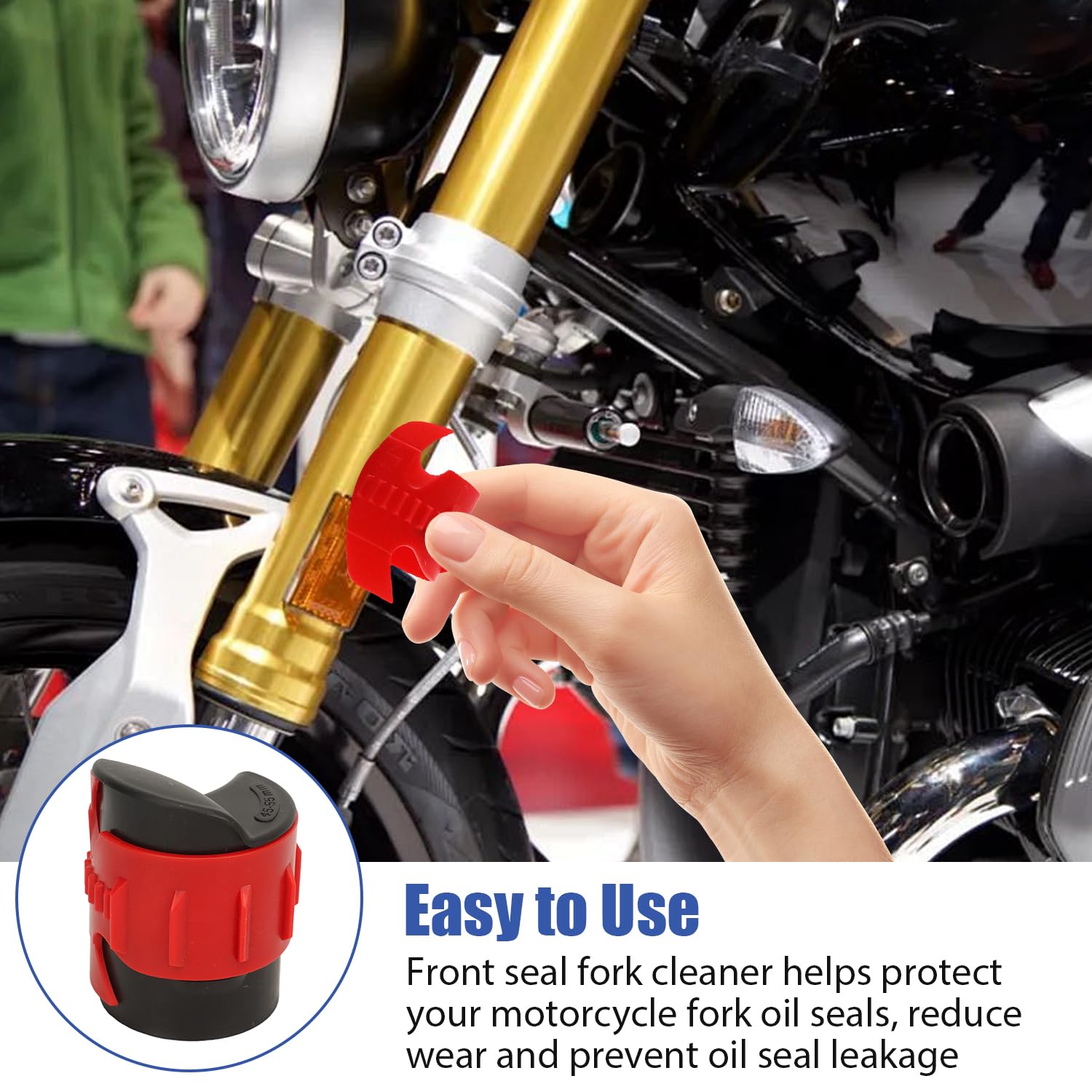 Tissting Pulitore Guarnizioni Forcella Moto, 6,6 x 5,5 cm Pulitore Stelo Forcelle Rosso Plastica Livello Olio Ammortizzatore Riparazione per 45-55mm Forcelle Anteriori Dirt Bike