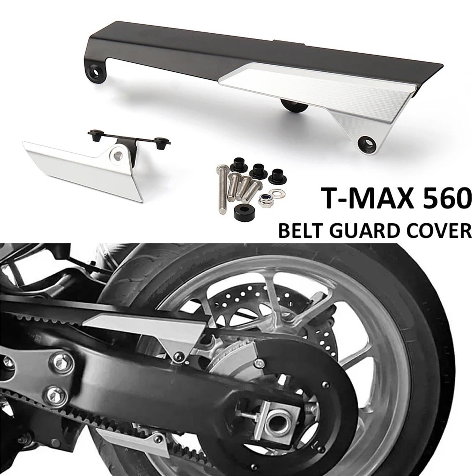osłona zębatki motocykla Pasuje do YAMAHA T-MAX 560 Tech Max TMAX 560 TMAX560 2022 2023 Osłona paska Ochraniacz osłona łańcucha(Black)