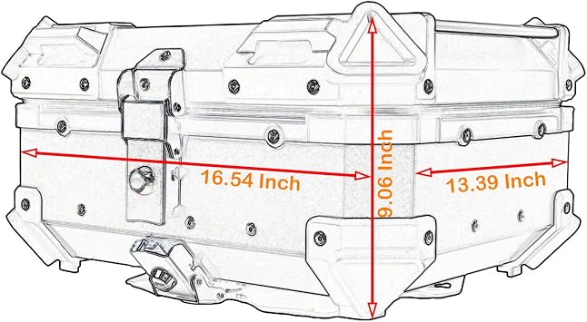 SWEER 25L Motorcycle Top Case Aluminum Alloy With Anti-Theft Lock System, Waterproof, With Tray Base Plate Tail Box Compatible With Universal Motorcycle Rear Rack (Silver, 25L)