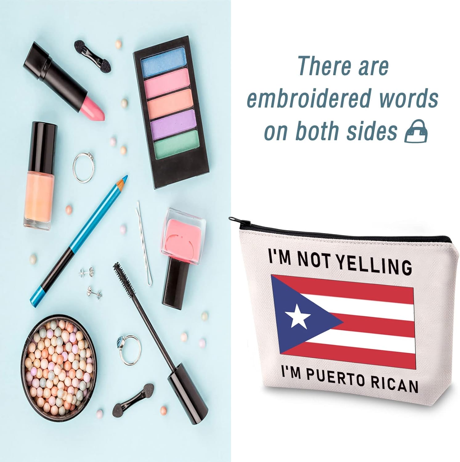 LEVLO Funny Puerto Rico Cosmetic Bags Souvenirs I’m Not Yelling I’m