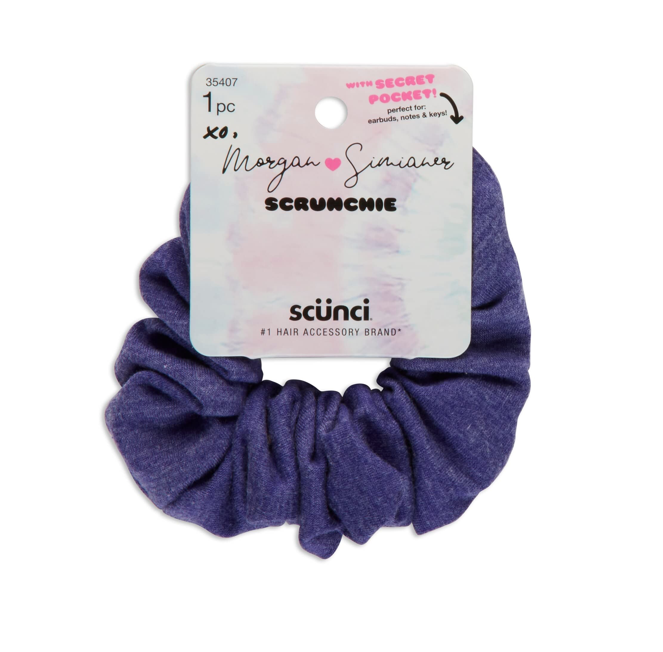 ScunciMorgan Simianer xo Secret Pocket Scrunchie, Blue, 1-Piece