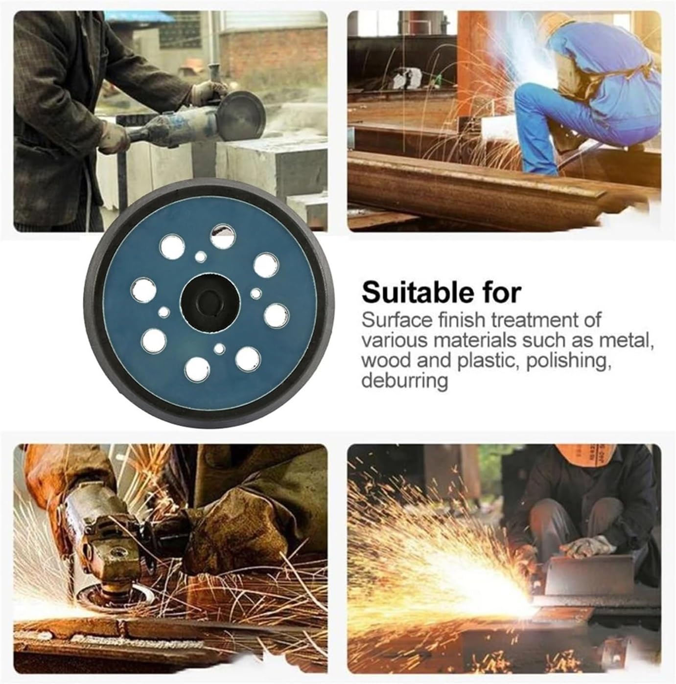 Polishing Pads 1/5/10PCS Grinder Backing Pad Hook and Loop 5 Inch 8 Holes Sanding Disc Sandpaper Tray for 125mm Polishing Machine Abrasive Tools(8 Holes 3 Nails,5 PCS-5 INCHES)