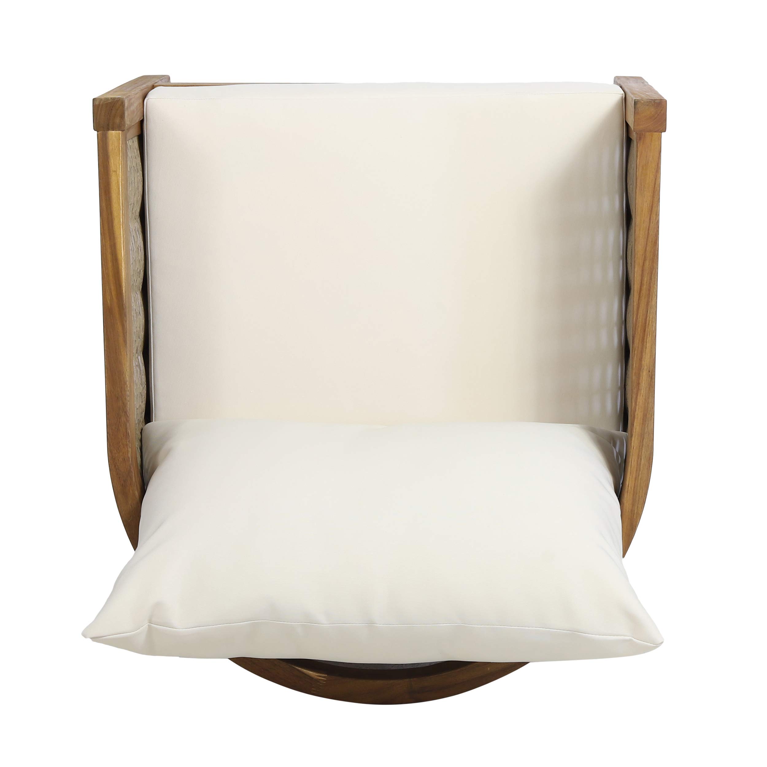 Burchett Outdoor Club Chair with Cushion Acacia Wood and Wicker