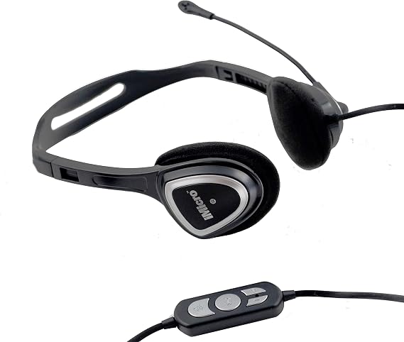 iMicro - IM320 Black - USB Wired Headset with Microphone & Volume Control - Wired Headphone for PC/Laptop - Over Ear Adjustable - Noise Cancelling (SP-IM320)