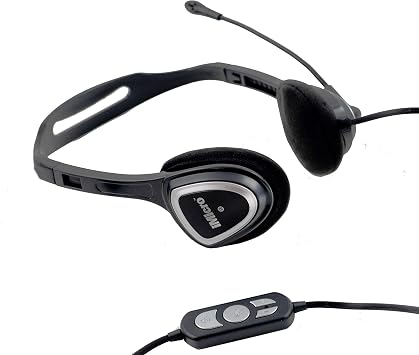 iMicro - IM320 Black - USB Wired Headset with Microphone & Volume Control - Wired Headphone for PC/Laptop - Over Ear Adjustable - Noise Cancelling (SP-IM320)