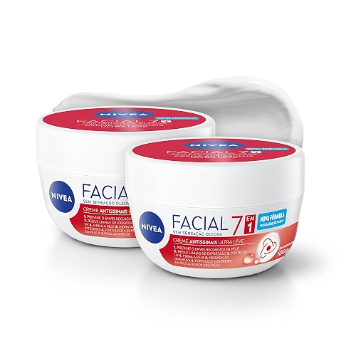 NIVEA KIT Creme Facial Antissinais Ultraleve 7 em 1 100g - 2 Unidades