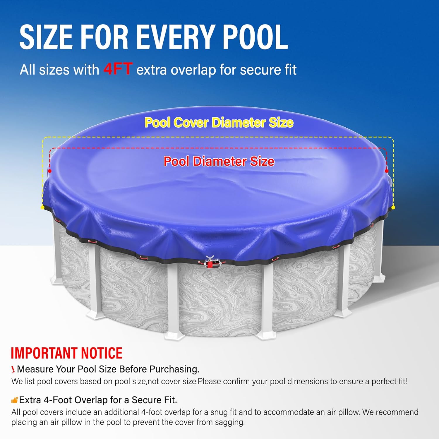 15 Foot Pool Cover with Cable & Winch,Winter Pool Covers for Round Above Ground Pools|Extra Thick & Durable |Premium Cold|UV-Resistant|Waterproofing & Dustproofing Against Falling Leaves