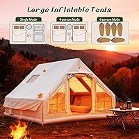 Vista 6 de Happyyami Oxford Cloth Inflatable Tents Inflatable Tent Portable Air Outdoor Oxford Fabric Camping House Cabin Camping Air Beige