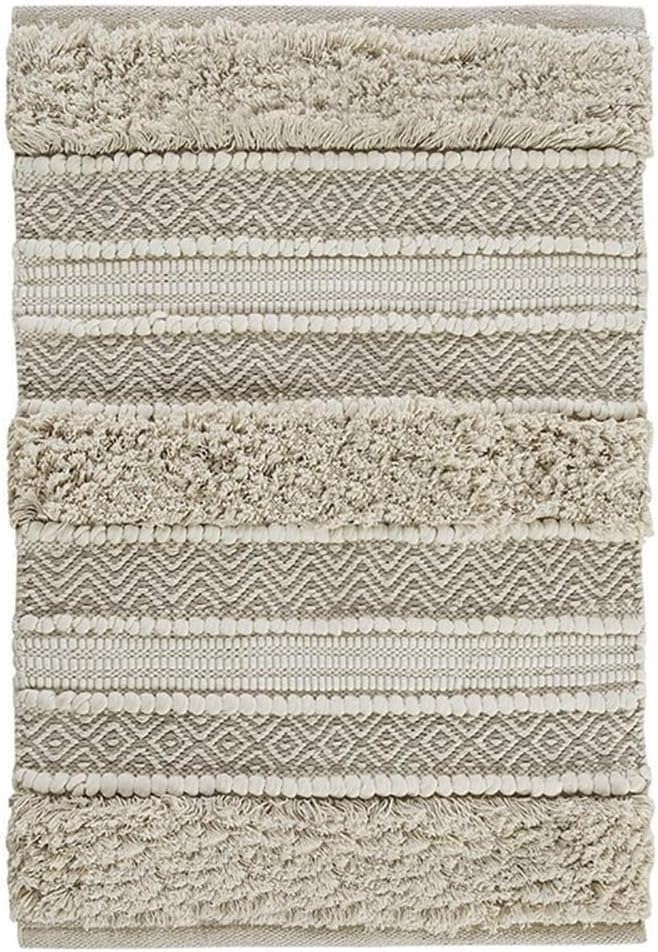 Pemberly Row Cotton and Polyester Handwoven Bath Rug in Natural
