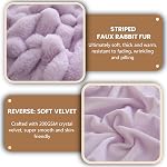 MEGO 2 Pack Fluffy Faux Rabbit Fur Throw Pillow Covers, Light Purple Stripe Plush Fuzzy Home Decor Square Cushion Covers with Zipper, Shaggy Furry Pillow Shams Bed Couch Sofa Chair, 18x18, Lavender