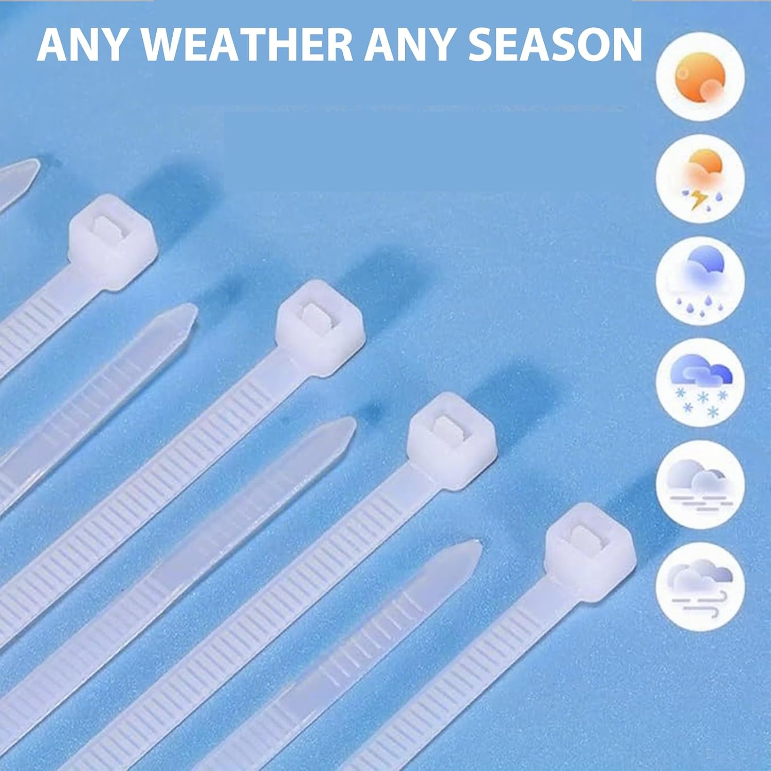 Zip Ties 200 Pack Nylon Cable Ties Self Locking Wire Straps for Cord Management in Home Office Garage Tool Use(White)
