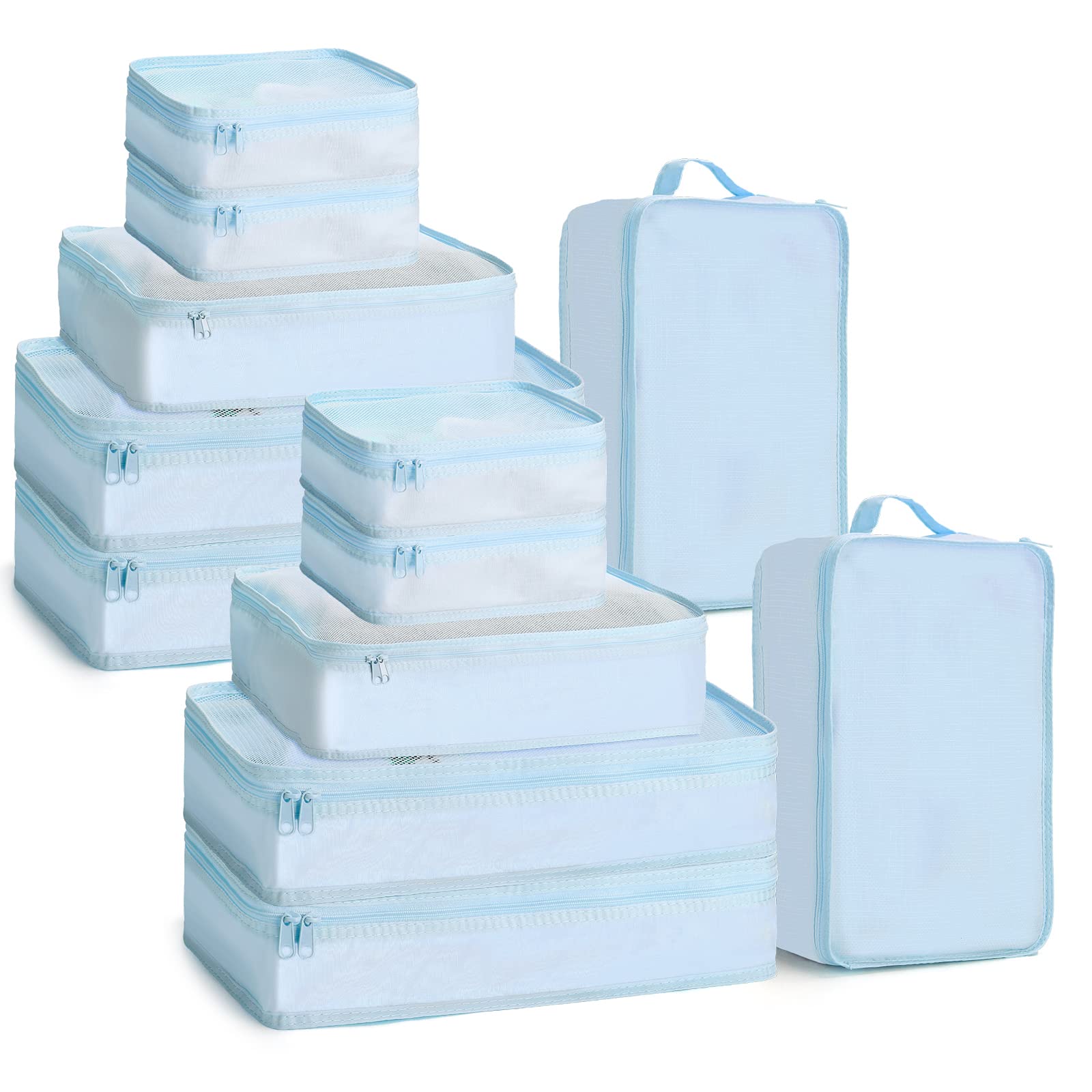 Reginary 6 Set Travel Packing Cubes Luggage Organizer Set Lightweight Suitcase with Shoe Bag for Clothes Toiletries