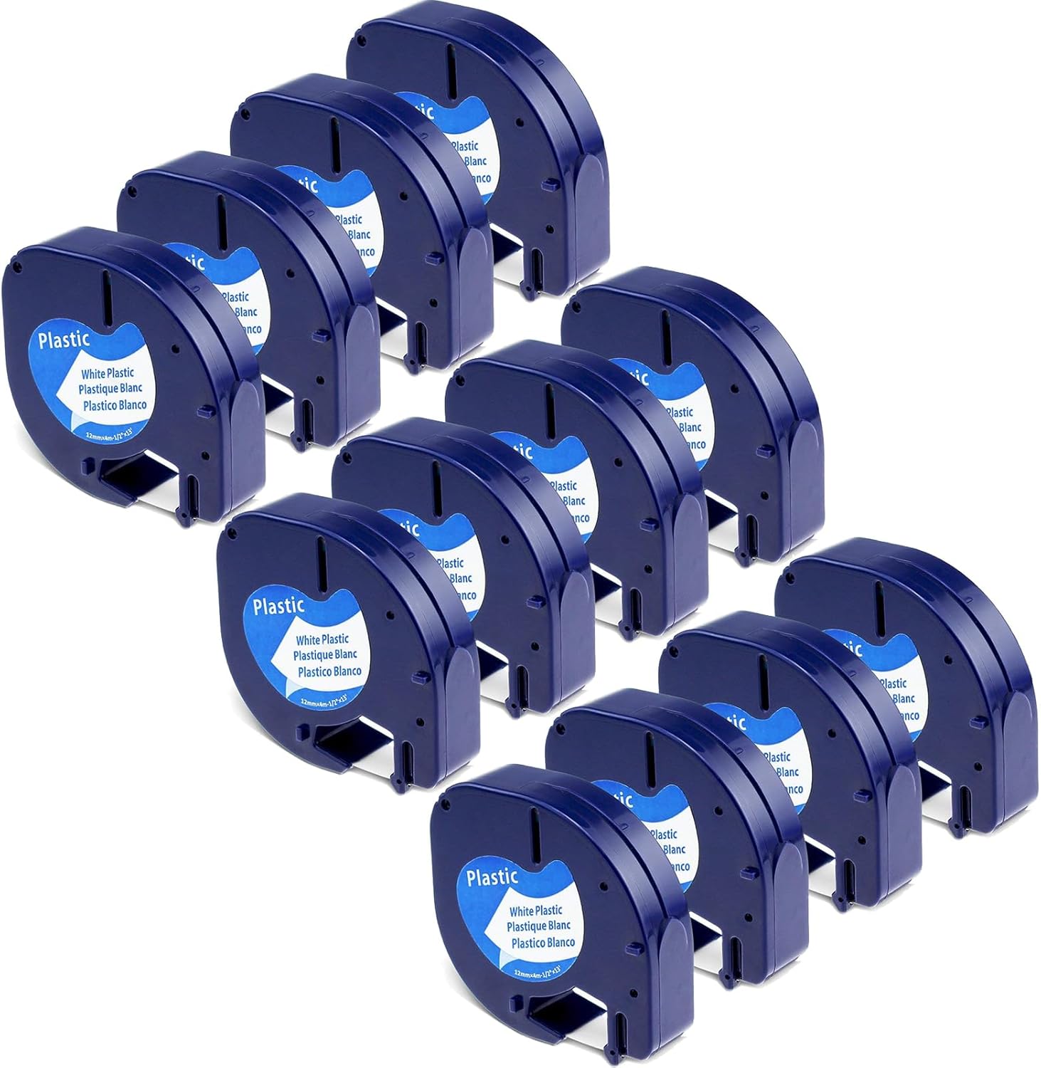 12 Pack Replace for Dymo Letratag Label Maker Refill 91331 White Plastic Label Tape Compatible for Dymo Letra Tag Printers LT 100H 100T Plus 200B