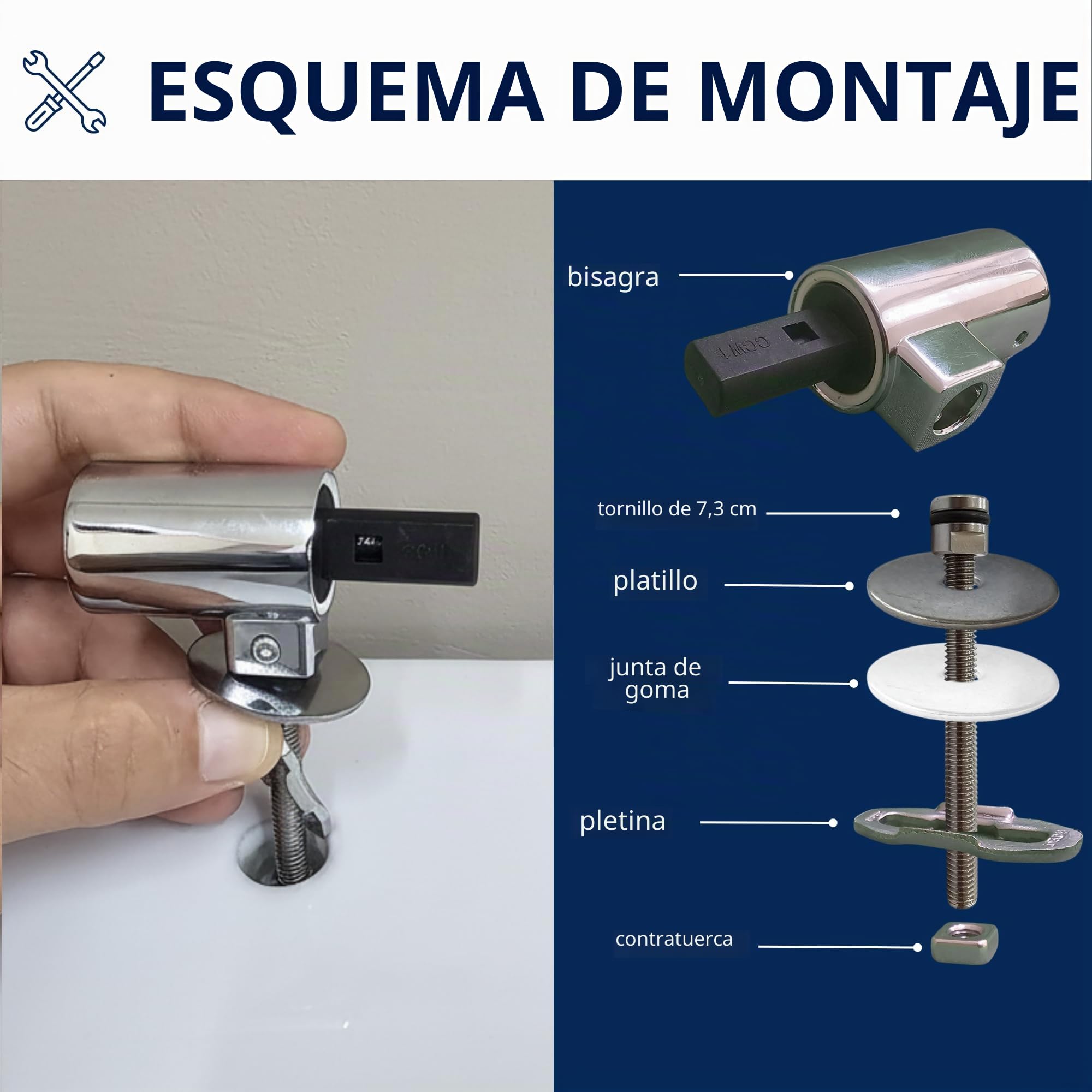 HYDRO HOME Bisagras para tapa WC con fijación superior, para tapas termoendurecidas, instalación fácil con herramientas incluidas, Made in Italy (Cierre suave fijo)