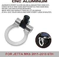 Vista 2 de Xotic Tech Sports Track Racing Style CNC - Anillo de gancho de remolque de aluminio compatible con Volkswagen Jetta MK6 2011-2018 6th (plateado)