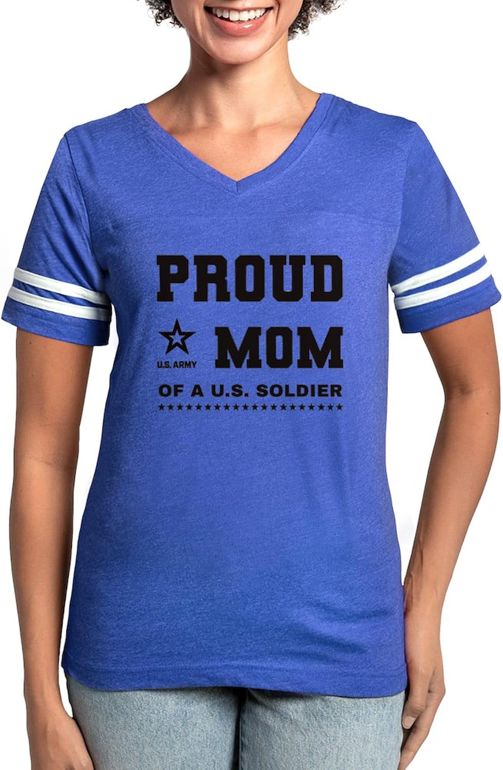 CafePress Proud Mom of A Soldier Black T Shirt Women's Football T-Shirt