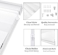 Vista 3 de Allbright Persianas de Ventana Cebra Blanca 29" An X 72" Al, Cortinas Enrollables Transparentes de Doble Capa, Persianas Oscurecedoras para Puertas