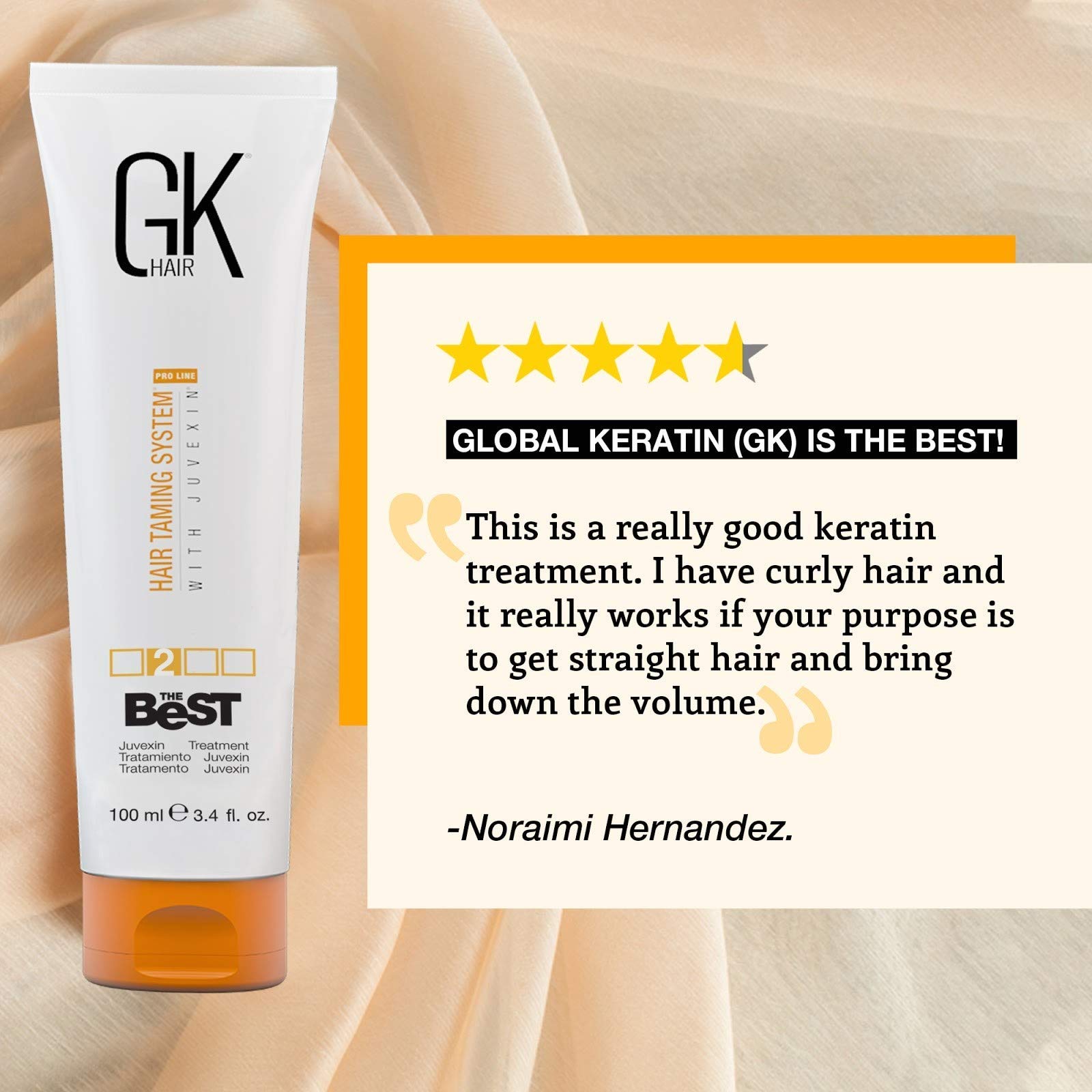 GK HAIR Global Keratin The Best (3.4 Fl Oz/100ml) Glättende Keratin-Haarbehandlung - Professionelle brasilianische Komplexe Blowout-Glättung für seidig glattes und kräuselfreies Haar