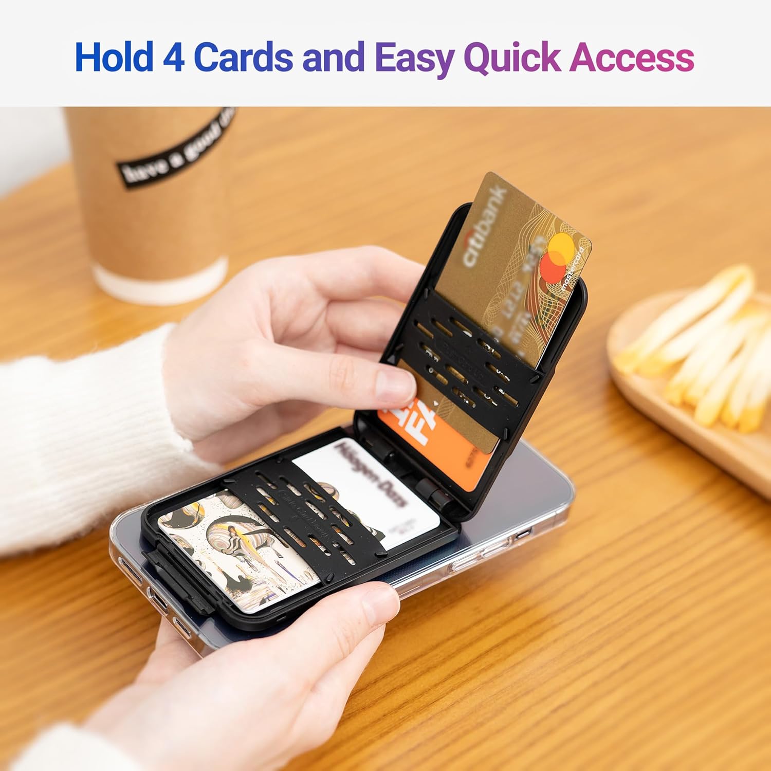 PROfezzion For MagSafe Wallet, RFID Blocking Wallet Fit 4 Cards & Thin Metal Ring Holder for MagSafe