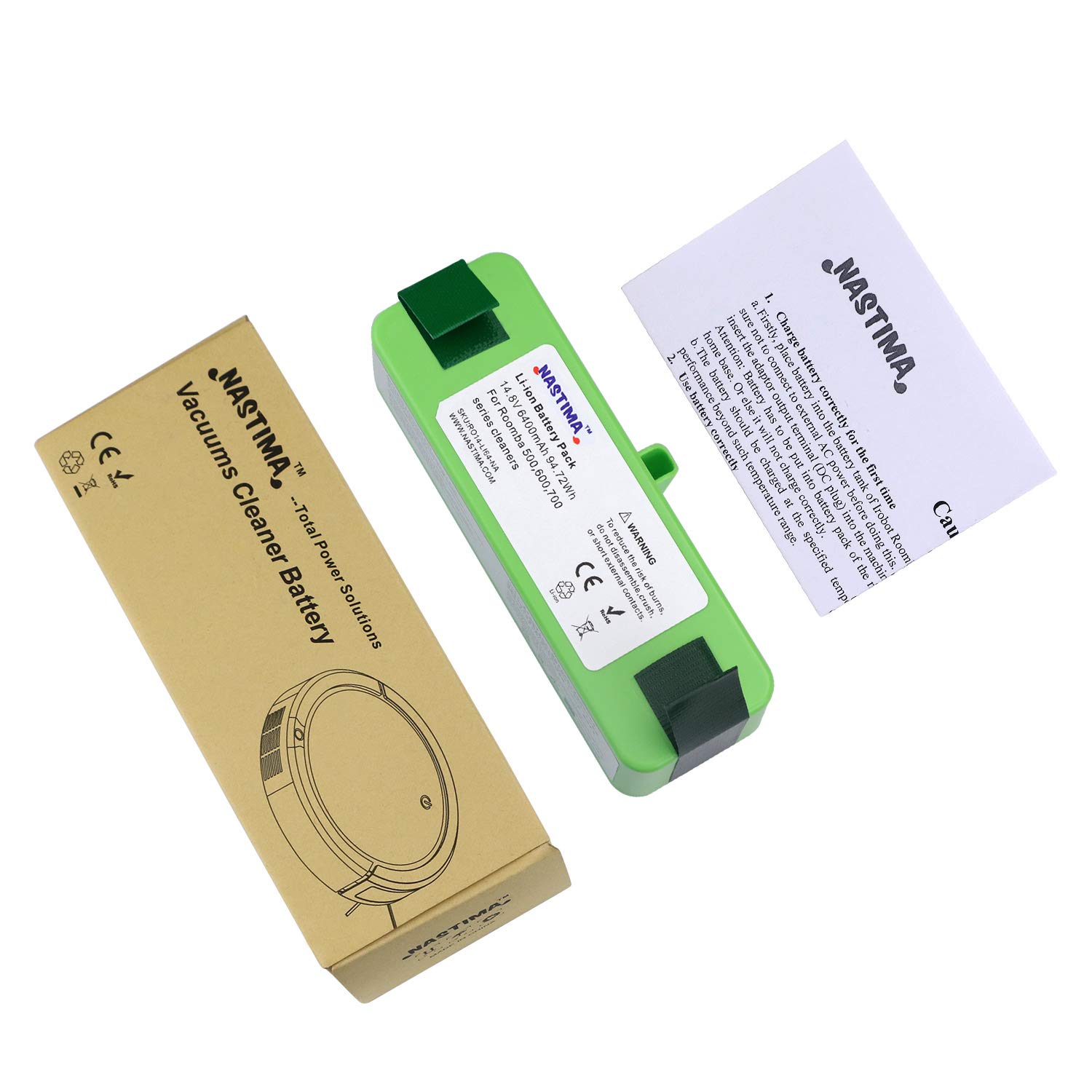 NASTIMA 14.8V Batteria al Litio 6400mAh Compatibile con iRobot Roomba 500 600 700 800 Series 510 530 535 550 555 560 577 580 610 620 630 650 655 671 675 760 770 780 860 870 880