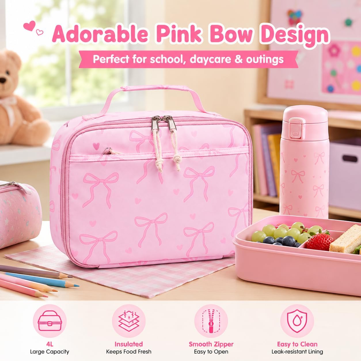LOIDOU Lunch Box for Kids Boys Girls Insulated Lunch Bag Thermal Meal Tote Reusable Lunch Pail Bags for School Travel