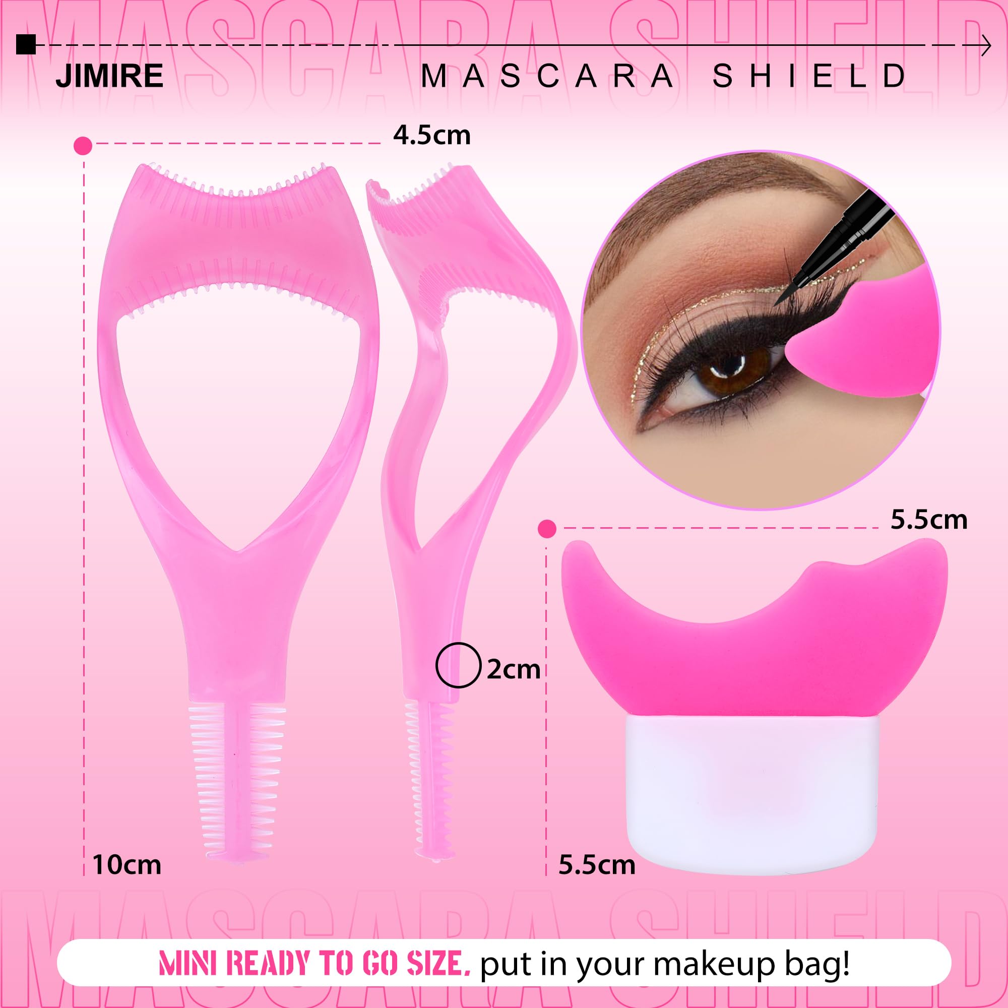 Protector de pestañas 3 en 1, 2 piezas, herramientas de pestañas, aplicador, protector de pestañas, plantillas delineadoras de ojos de silicona, herramienta de maquillaje para principiantes 3
