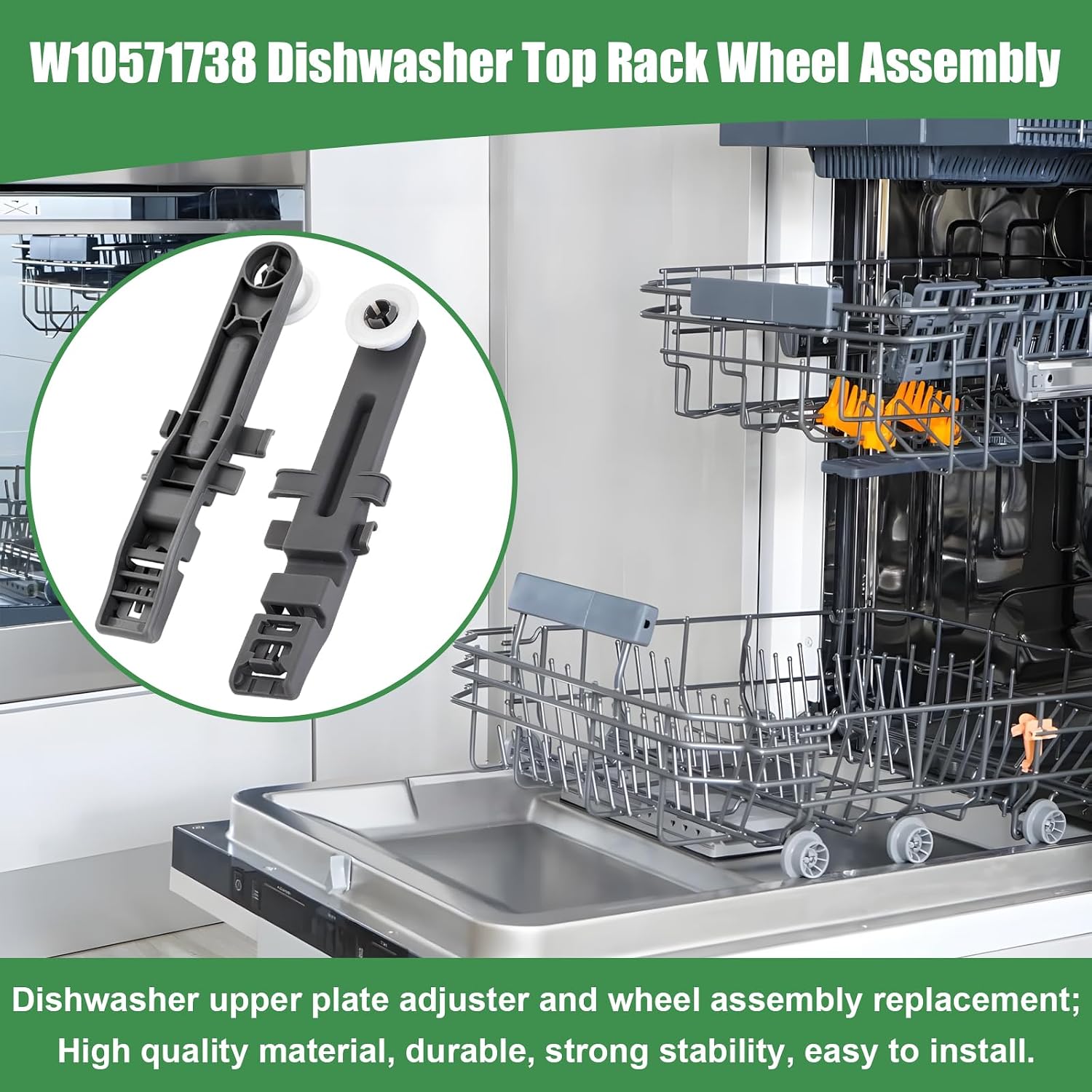 W10571738 Dishwasher Rack Wheels for Whirlpool Maytag Dishwasher Parts PS11756470, WPW10571738,AP6023130(1 PCS)
