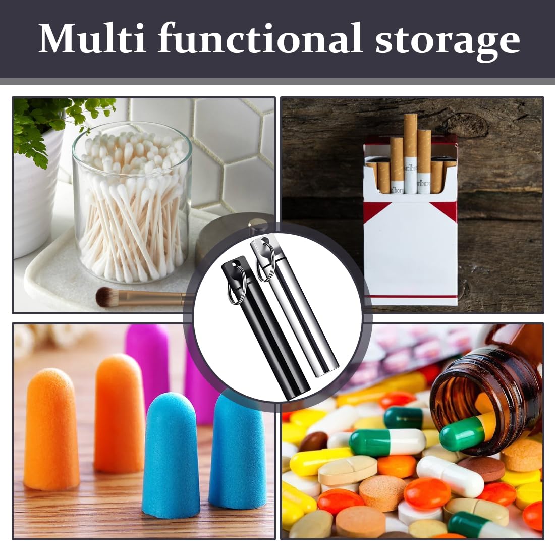 2 Pezzi Porta Stuzzicadenti in Metallo Custodia Portatile Impermeabile con Portachiavi per Stuzzicadenti, Pillole e Accessori da Viaggio