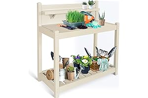 EAGLE PEAK Vinyl Garden Potting Bench with Shelves and Storage
