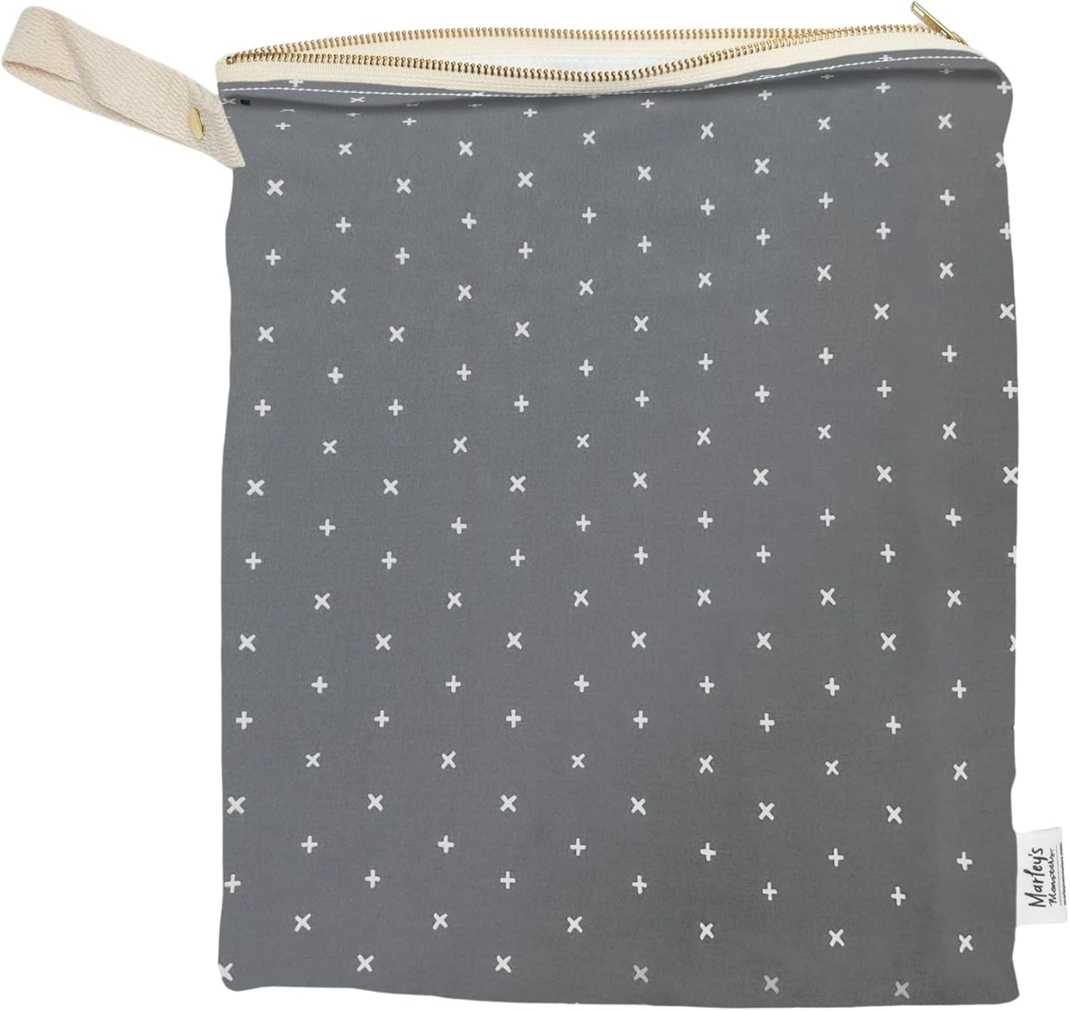 Large Wet Bag & Waterproof Laundry Pouch – Reusable Cloth Diaper Storage for Travel, Gym & Swim – Hanging Zipper Organizer Made in USA (Grey Swiss Cross)