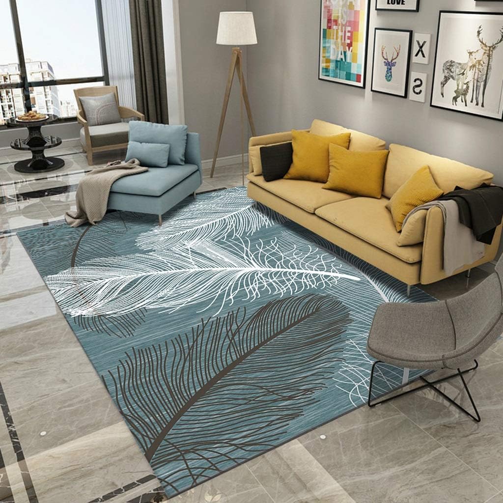 Carpets & Rugs Simple modern feather pattern carpet living room bedroom carpet children bedside blanket window pad floor mat Rugs for Bedrooms Living Room Kids Rooms Decor
