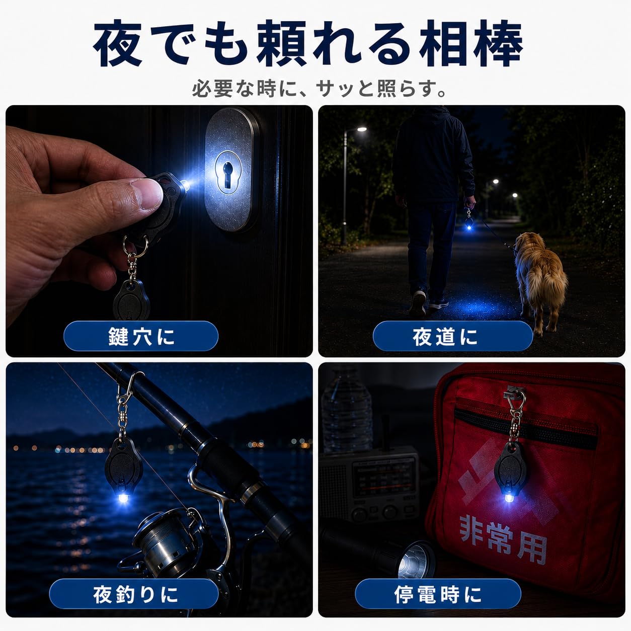Amazon.co.jp: LED キーライト【4個セット】キーホルダーライト タグ
