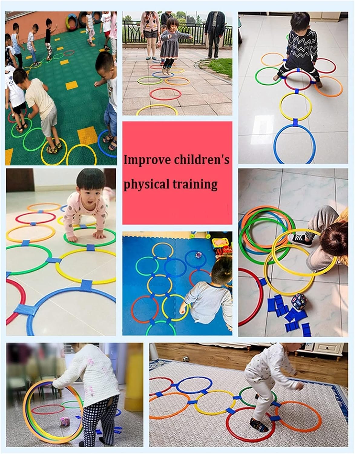 HUAHUA Ring Toss Games Kids Hopscotch Game Physical Balance Training Puzzle Toys Kindergarten Team Parent-Child Outdoor Activity Game (Size : 38cm)