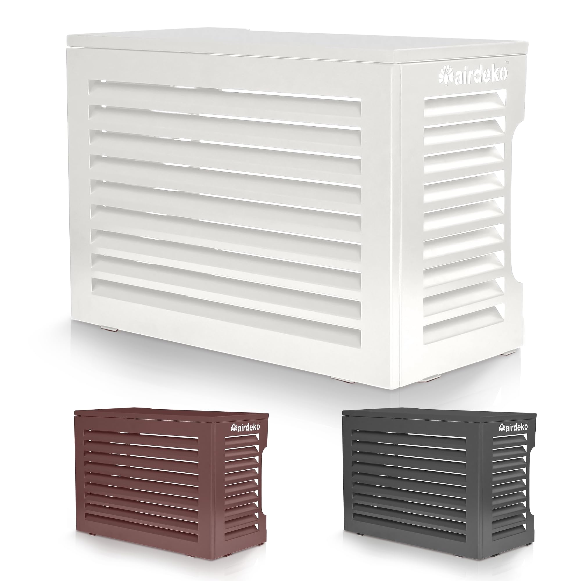 Airdeko Premium Mini Split AC Air Conditioner Cover for Outside Units - Decorative Metal Mini Split Condenser Cover - Rustproof, All-Season Outdoor Protection with Sleek Design - Secure & Durable (L)