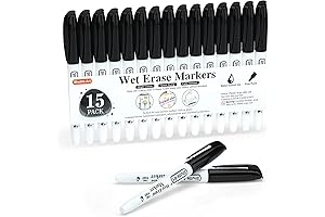 Wet Erase Markers, 15 Pack | Smudge-Free, Fine Tip Black Markers for...