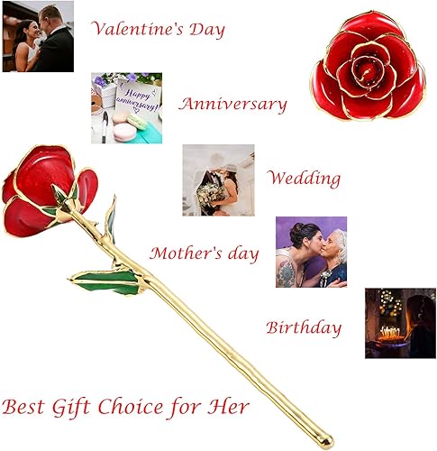 Miniatura 2 de MAXSPT Regalos para mamá, rosa roja, rosa bañada en oro hecha de rosa real, regalos para ella y los mejores regalos para madre rosas doradas (rosa