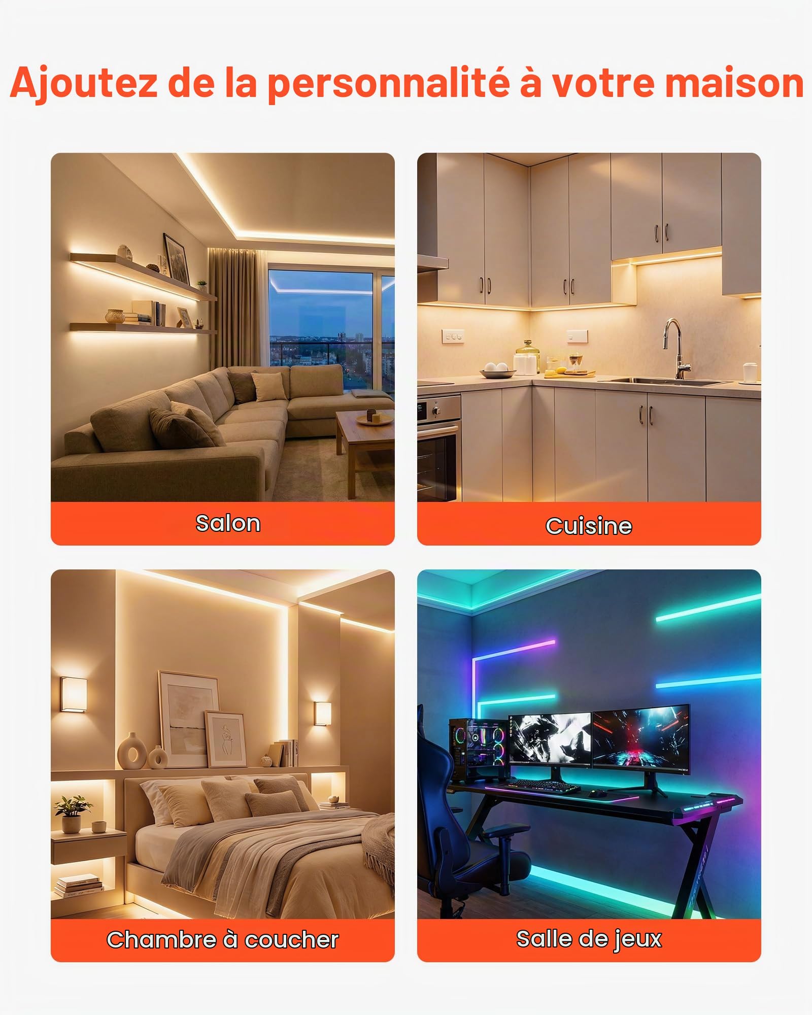 VEVOR Profilé Aluminium LED en U 2 m Lot de 20 Canal LED pour Ruban Lumineux Éclairage sous Meuble Cuisine, avec Diffuseur en PC Blanc Laiteux, Clips de Fixation et Embouts, Aluminium Anodisé Argent