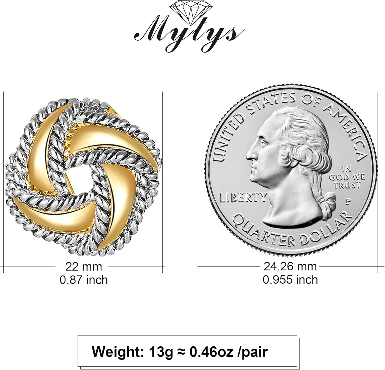 Mytys Two Tone Earrings for Women Gold and Silver Crossover Half Hoop Statement Earring Designer Stud Earrings - Image 4