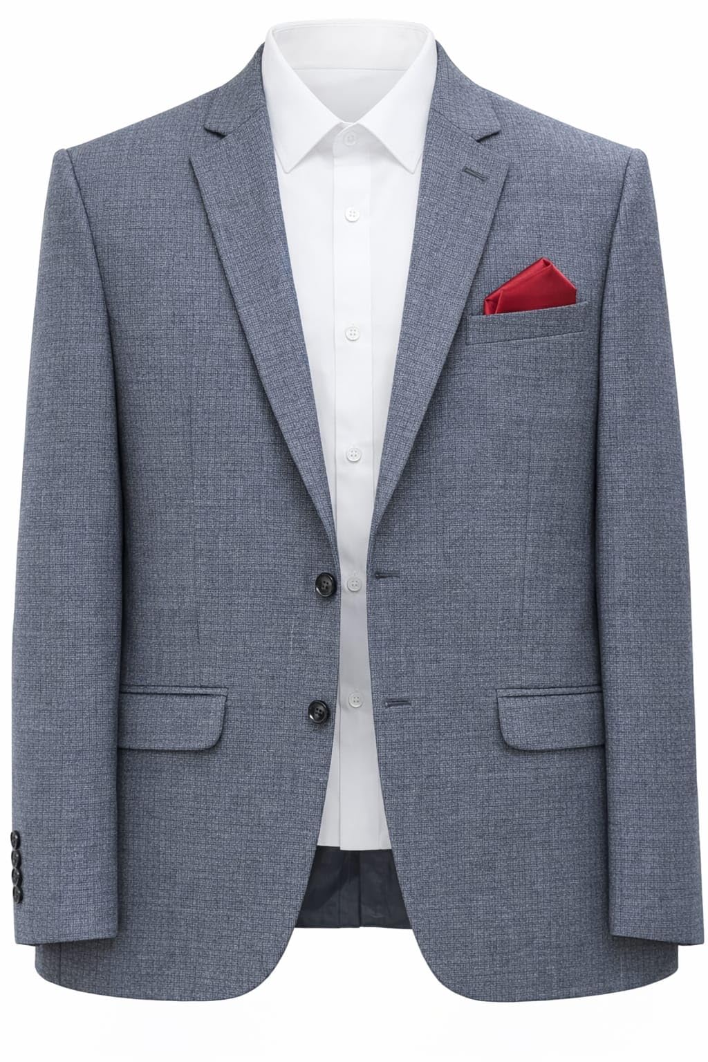 ifox lifestyle Men's Blue-Grey Textured Blazer, Single Breasted, Plus/Big/Tall Size, Formal Party Casual All Occasion Wear-picture-54