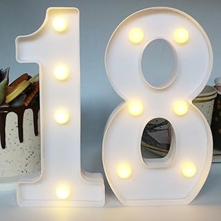 H:7.88 Inches Light Up Numbers 18 Sign for Party Decor, Happy 18th Birthday Decorations for Girls, 18th Birthday Centerpieces Table Decorations for Boys