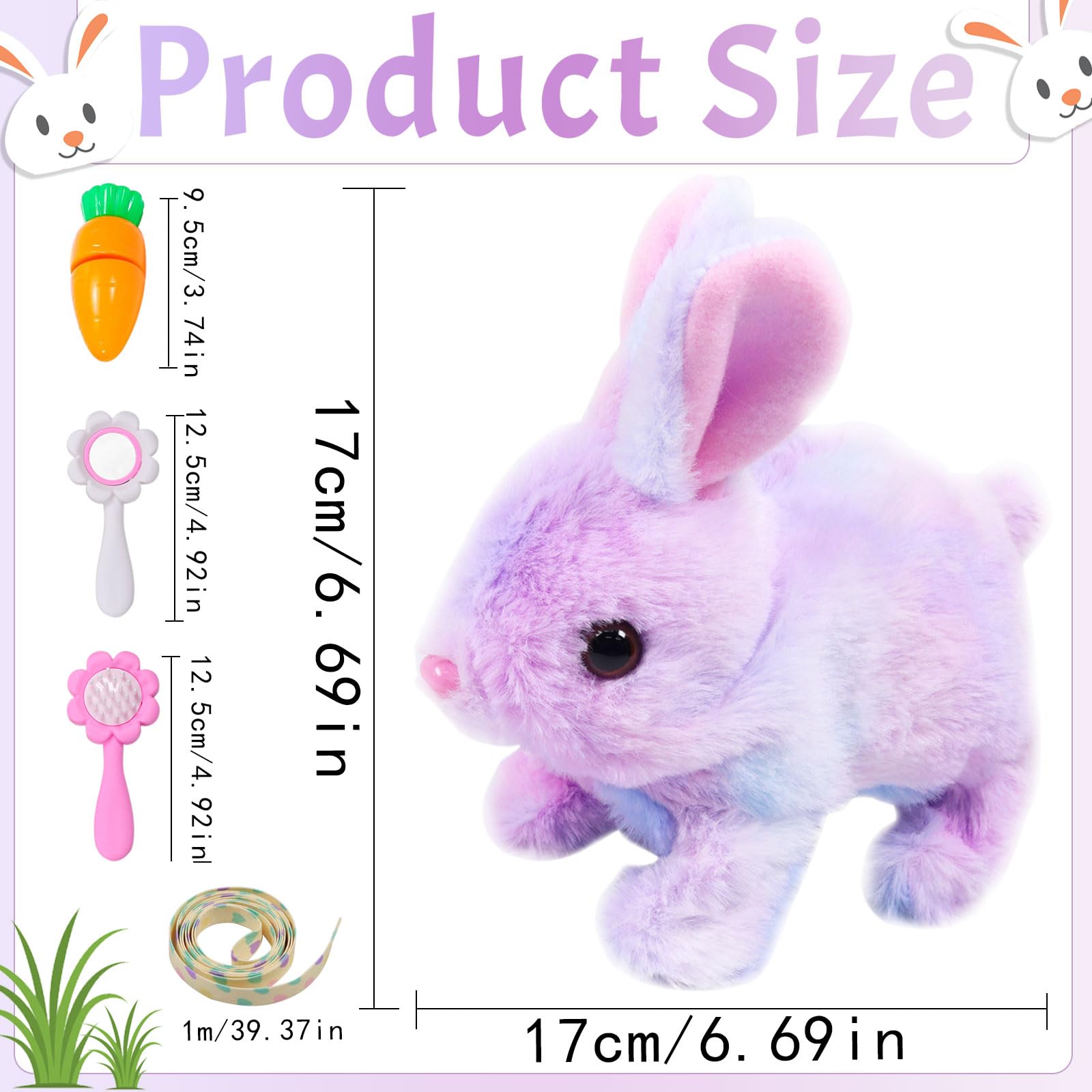 KOIROI Peluche Elettrico Coniglio Giocattoli, Giocattolo Coniglietto Saltando, Giocattolo Interattivo per Coniglio, Coniglio Peluche Interattivo per Bambini, Peluche Coniglietto Giocattolo per Pasqua